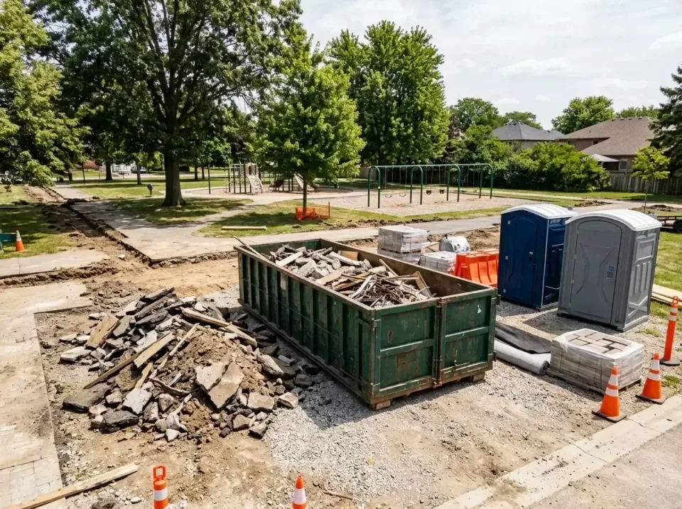 park-renovation-dumpster-site-007 — featured hero banner, Top-rated Dumpster and Porta Potty Rentals in Arlington