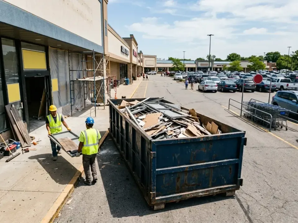 retail-store-renovation-debris-003 — specialist at work, Top-rated Dumpster and Porta Potty Rentals in Arlington